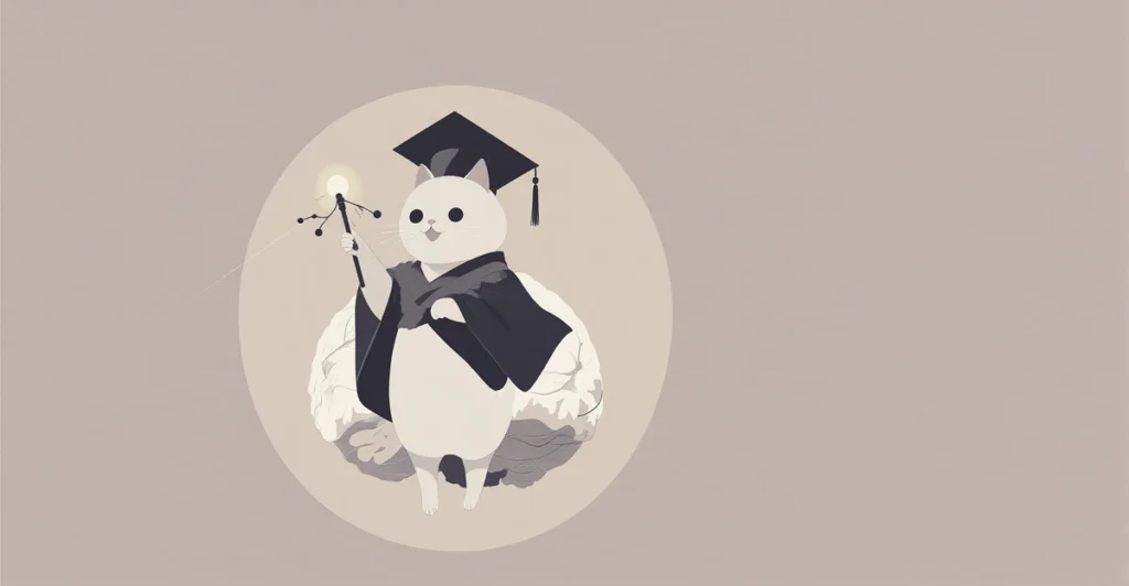 Kawaii cat inside glowing brain holding neuron sparklers