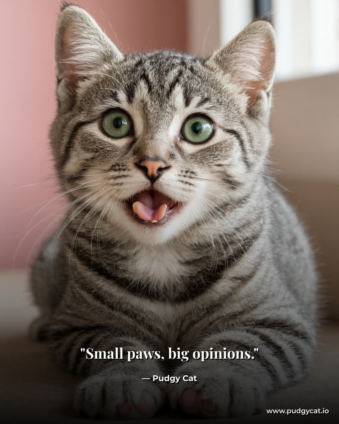 Small paws, big opinions. Pudgy Cat