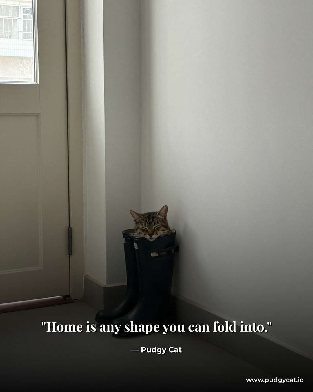Home is any shape you can fold into. Pudgy Cat