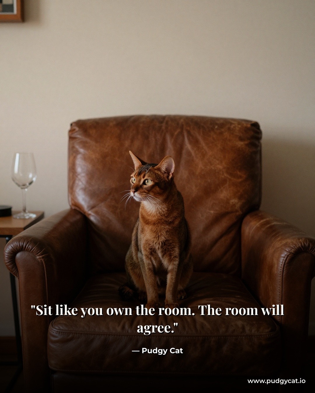 Sit like you own the room. The room will agree. Pudgy Cat