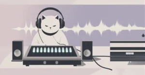 What Is Sidechain Compression? The Pumping Effect Explained 3 Minimalist illustration of a cat at a mixing desk demonstrating sidechain compression with a pumping waveform