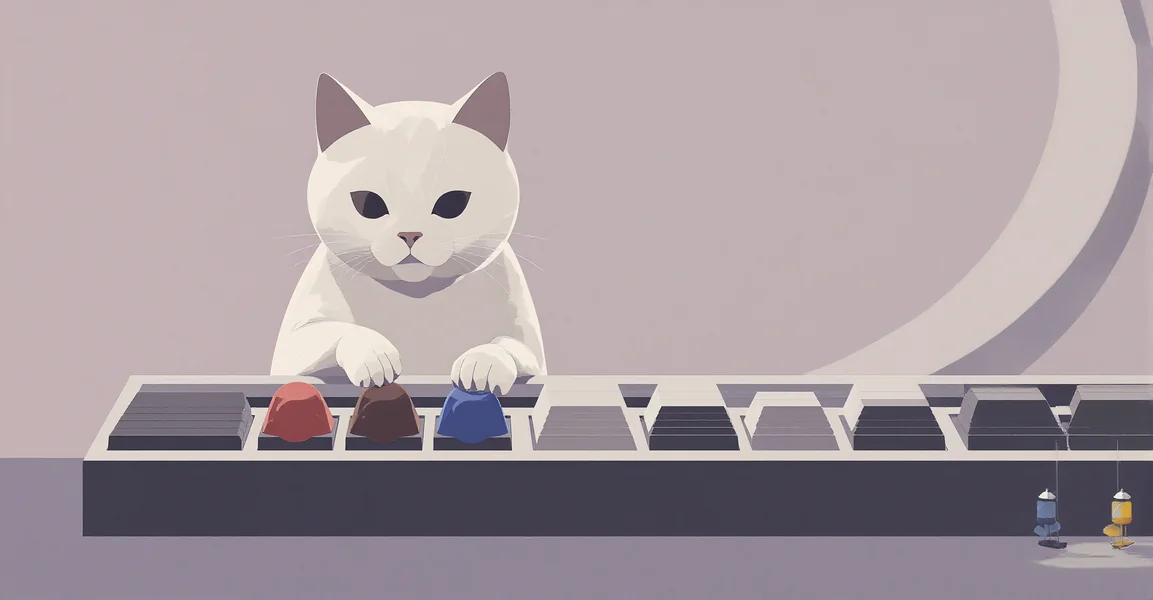 illustration of a cat next to a mechanical keyboard showing linear tactile and clicky switches