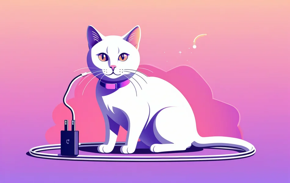 Minimalist illustration of a cat next to a USB-C connector representing the Model Context Protocol MCP standard for AI tools