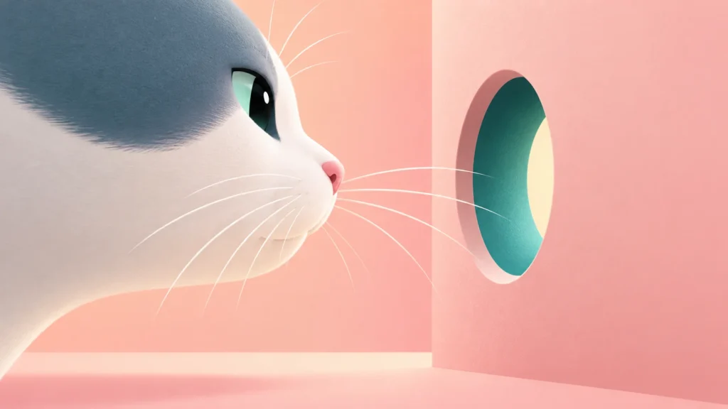 Cat Whiskers: Sensory Hairs and the Evidence About Bowls 1 Close-up illustration of a cat's whiskers near a circular opening.