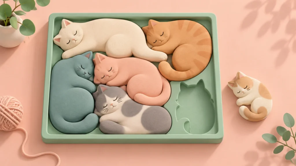 Cats Organized Neatly: The Pleasure of a Perfect Fit